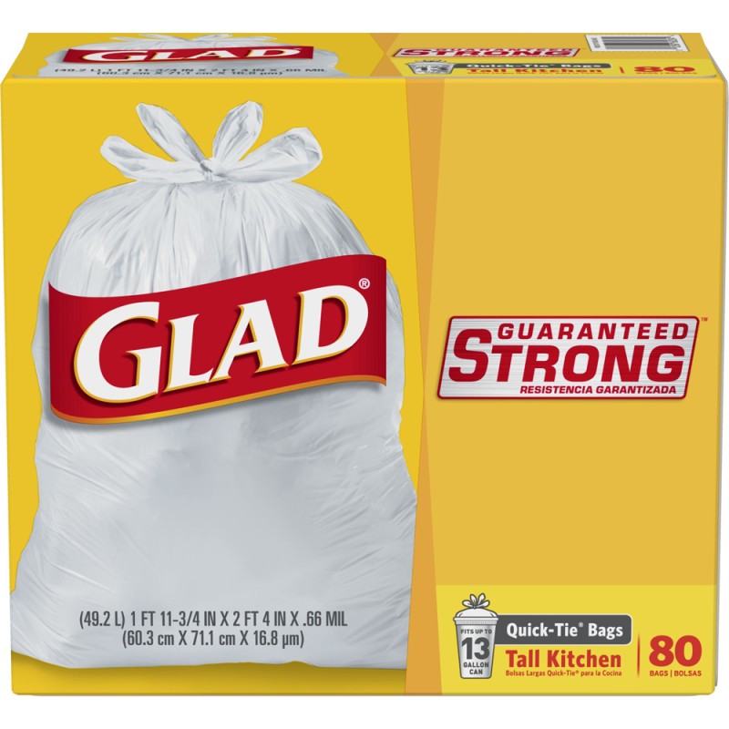 Glad Quick-tie Tall Kitchen Bags 80 ct