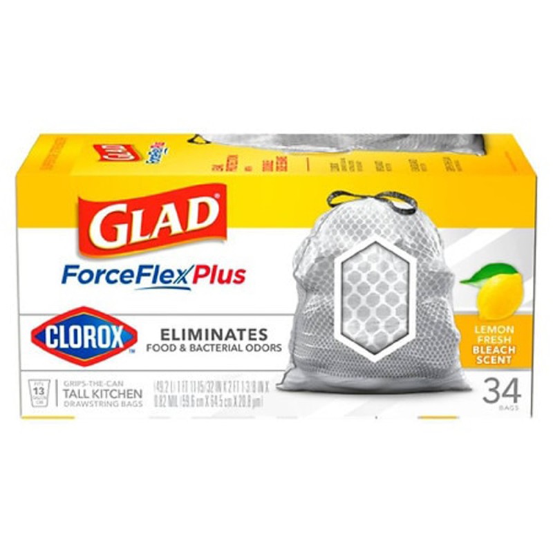 Glad ForceFlex Lemon Fresh Kitchen Trash Bags