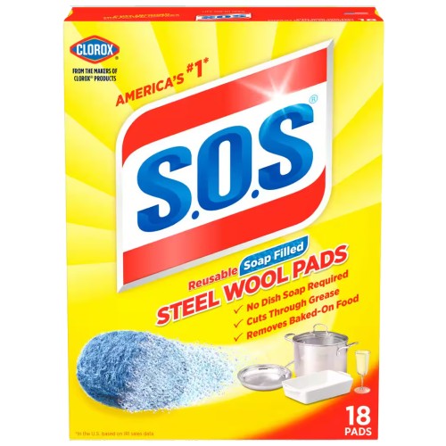 SOS STEEL WOOL PADS 18PADS