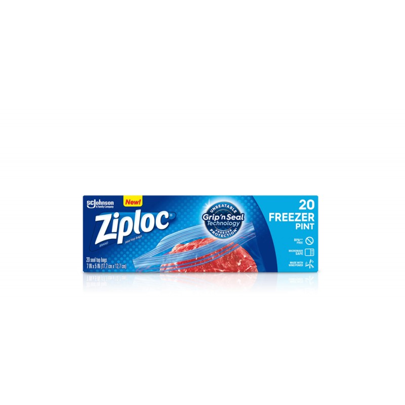 Ziploc Freezer Bags, Pint, 20 ct