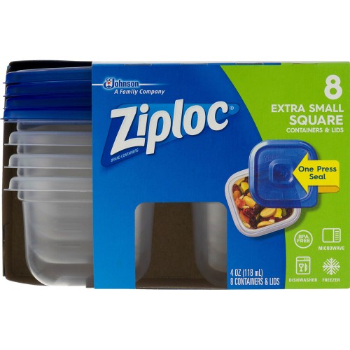 Ziploc One Press Seal Extra Small Square Container - 8 ct