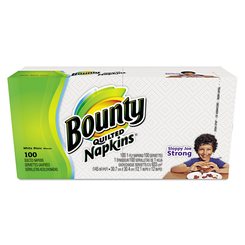 Bounty Quilted Napkins, 1-Ply, 12.1In X 12In, 100/PK, White