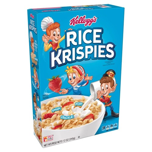 Kellogg’s Rice Krispies, Breakfast Cereal, Toasted Rice Cereal, Fat-Free, 12 oz Box, 12.0 OZ