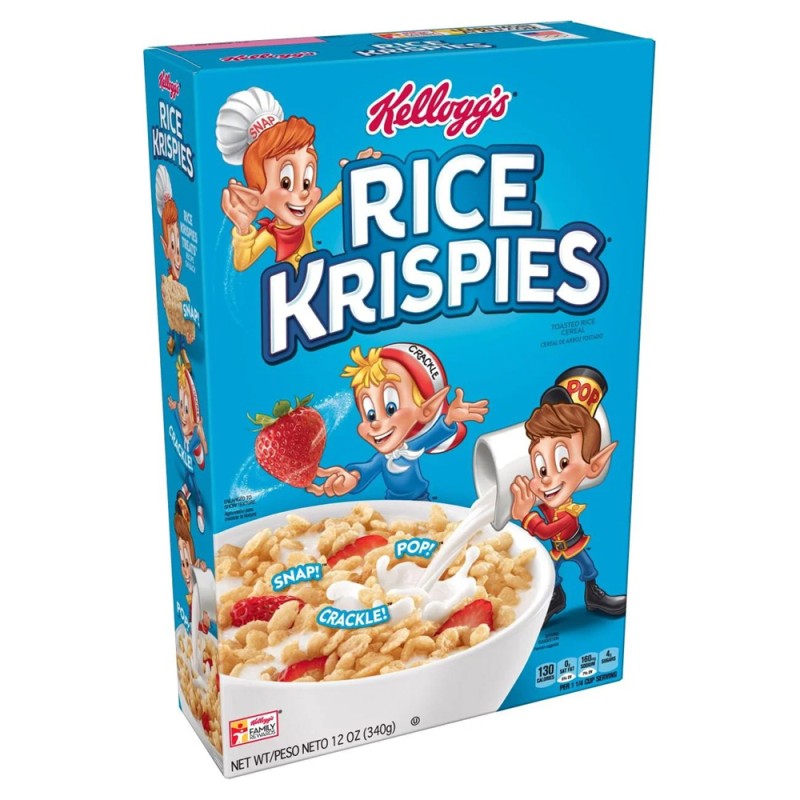 Kellogg’s Rice Krispies, Breakfast Cereal, Toasted Rice Cereal, Fat-Free, 12 oz Box, 12.0 OZ