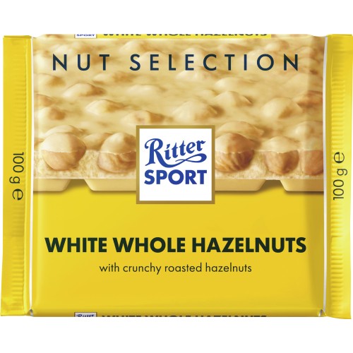 RITTER SPORT WHITE CHOCOLATE WITH WHOLE HAZELNUTS