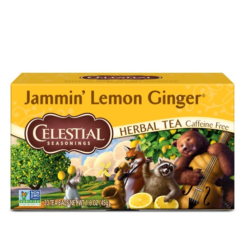 Celestial Seasonings Jammin' Herbal Tea, Lemon Ginger, 20-Count