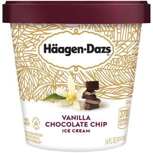 Haagen-Dazs, Vanilla Chocolate Chip Ice Cream, 14 oz (Frozen)