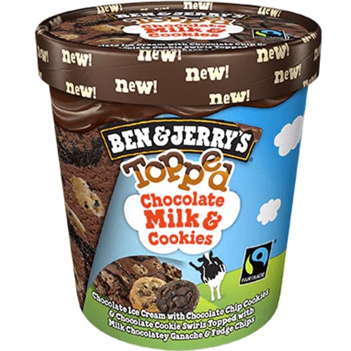 BEN & JERRY TOPPED CHOCOLATE MILK & COOKIES