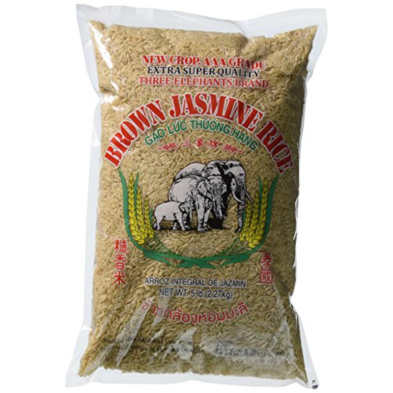 Three Elephant Brown Jasmine Rice