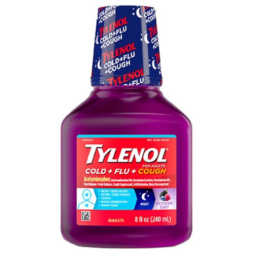 Tylenol Cold + Flu + Cough Wild Berry Burst Acetaminophen Night Liquid