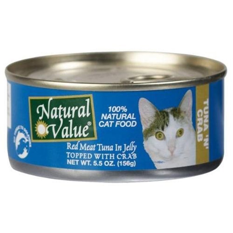 Natural Value Cat Food, Red Meat Tuna In Jelly Topped With Crab, 5.5 OZ