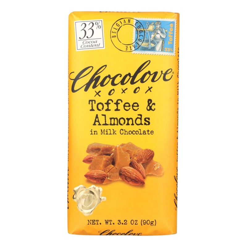 CHOCOLOVE TOFFEE & ALMONDS IN MILK CHOCOLATE