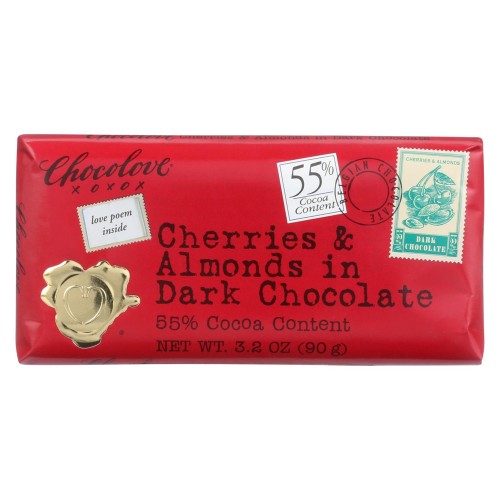 CHOCOLOVE CHERRIES & ALMONDS IN DARK CHOCOLATE