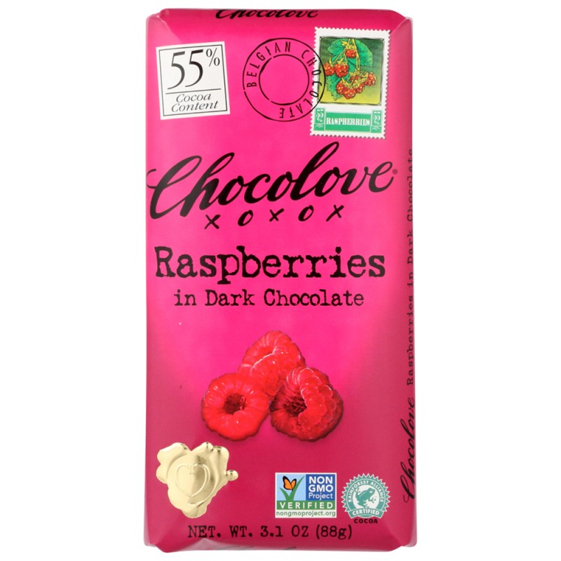 CHOCOLOVE RASPBERRIES IN DARK CHOCOLATE