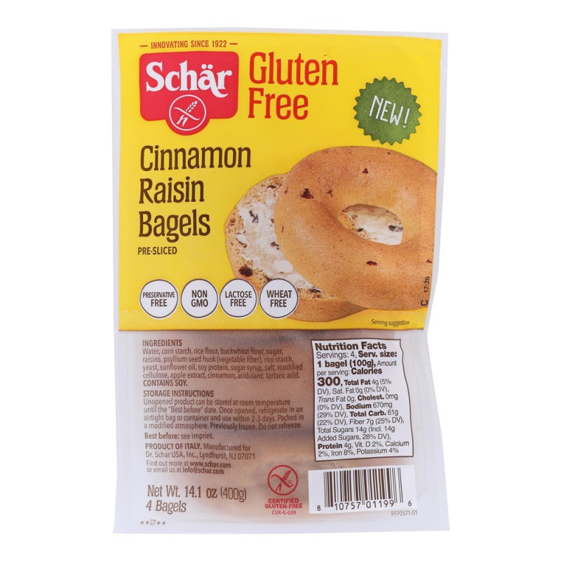 Schar Gluten Free Bagles Cinnamon