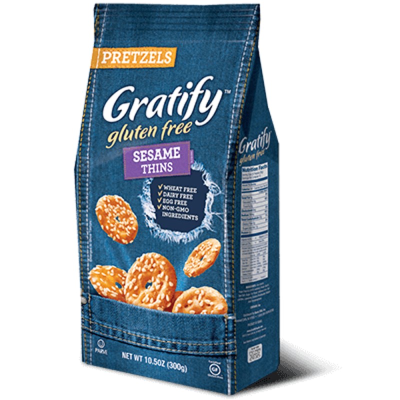 Gratify Gluten Free Pretzels Sesame Seed Thins