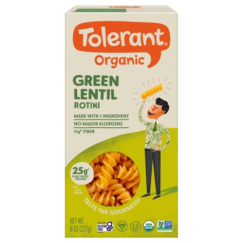 Tolerant Organic Green Lentil Rotini Pasta