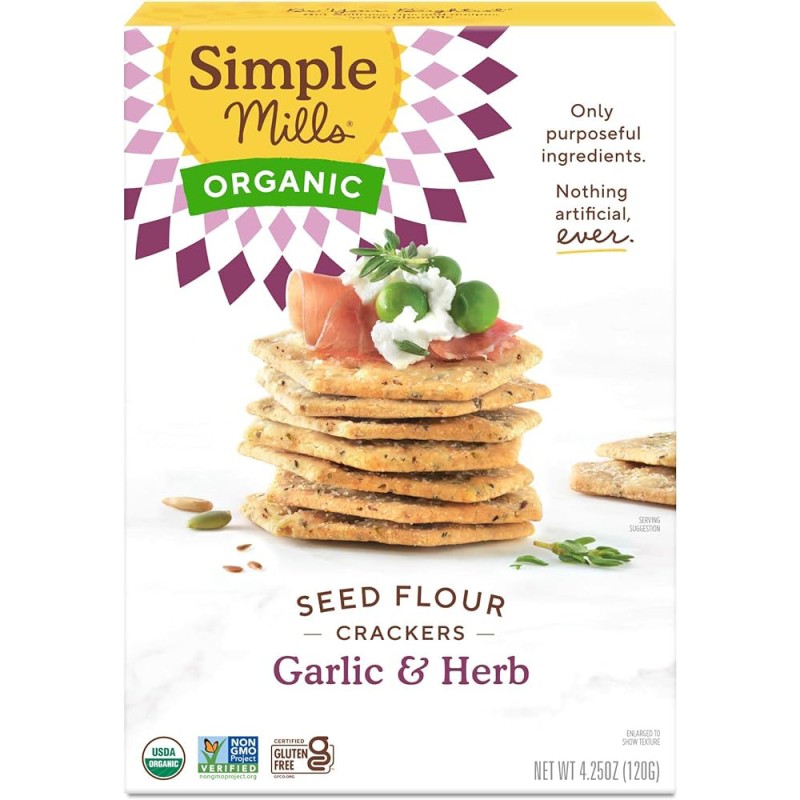 SIMPLE MILLS ORG CRACKERS GARLIC & HERB